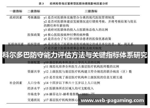 科尔多巴防守能力评估方法与关键指标体系研究 科尔多巴防守能力评估方法与关键指标体系研究