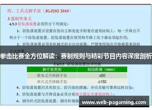 拳击比赛全方位解读:赛制规则与精彩节目内容深度剖析 拳击比赛全方位解读:赛制规则与精彩节目内容深度剖析